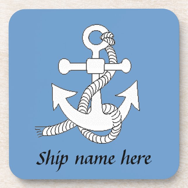 Untersetzer-Set - Anker und Name des Schiffes Getränkeuntersetzer (Vorderseite)
