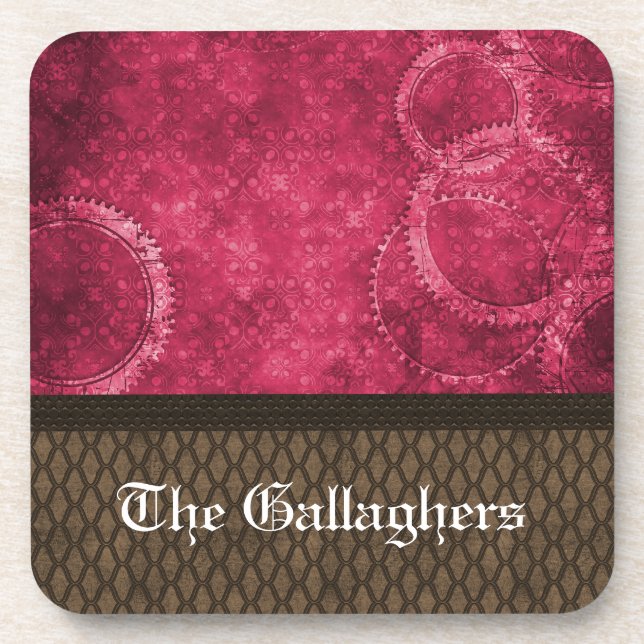 Untersetzer-Set aus Stahldraht, rosa Untersetzer (Vorderseite)