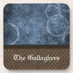 Untersetzer-Set aus Stahlgetriebe, blau Untersetzer