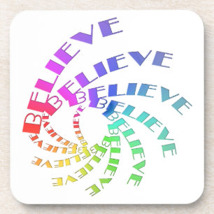 Untersetzer Set - BELIEVE geschrieben in Multicolo