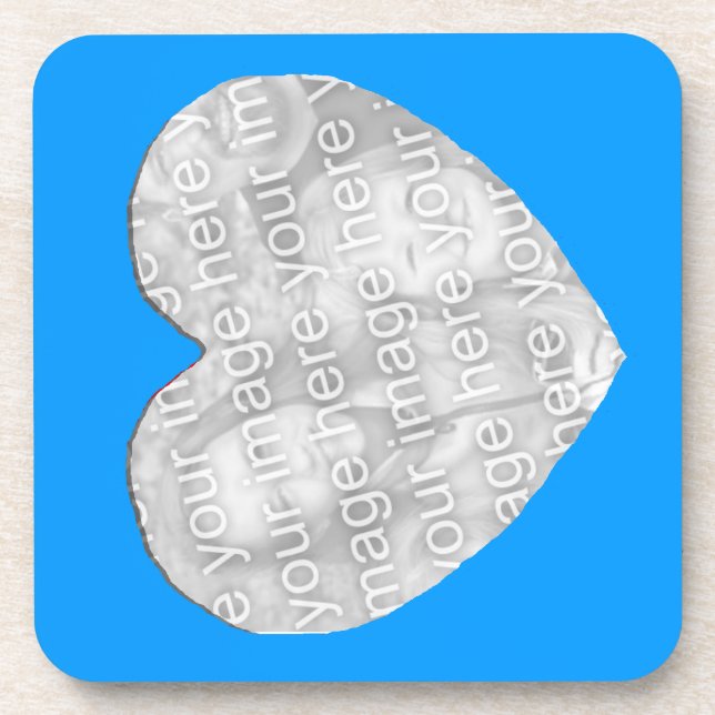 Untersetzer Set - Blauer Herzrahmen (Vorderseite)