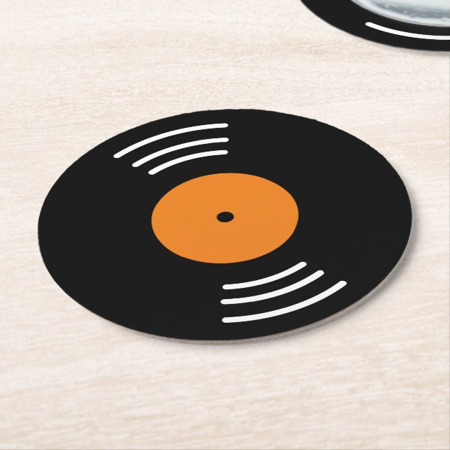 Untersetzer-Set für runder Vinyl-Schallplatten Runder Pappuntersetzer (Angewinkelt)