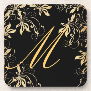 Untersetzer-Set - goldenes Eleganz-Monogramm Untersetzer