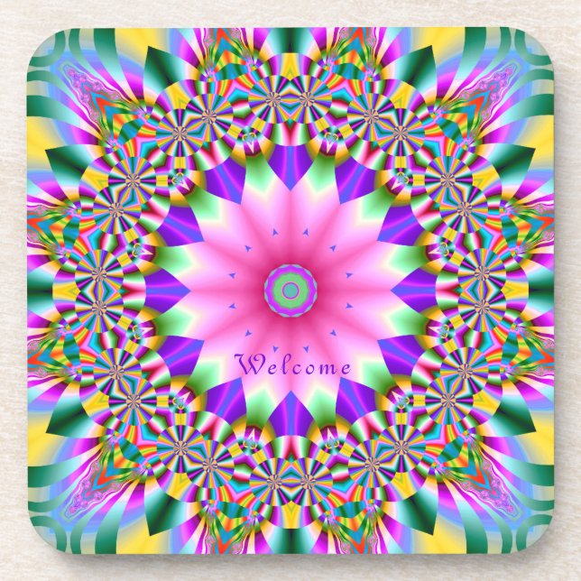 Untersetzer Set - Künstlerische Blume in geometris (Vorderseite)