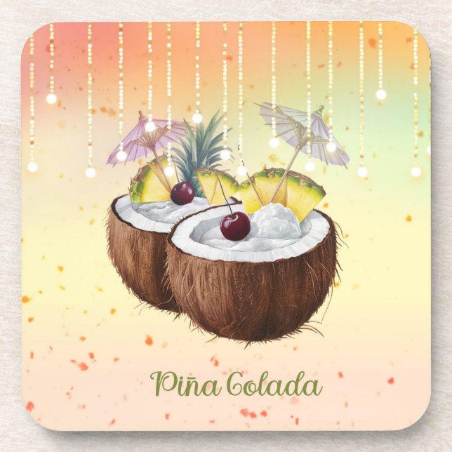 Untersetzer Set mit Coconut Pina Colada Design (Vorderseite)
