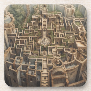 Untersetzer (Set von 6) - LABYRINTH (Sepia)
