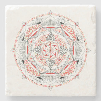 UNTERSETZER Stone Marble mit Mandala Design Red/Bl