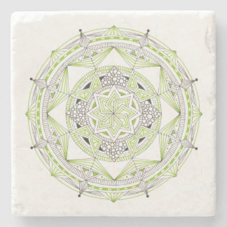 UNTERSETZER Stone Marble w/ Mandala Design Green
