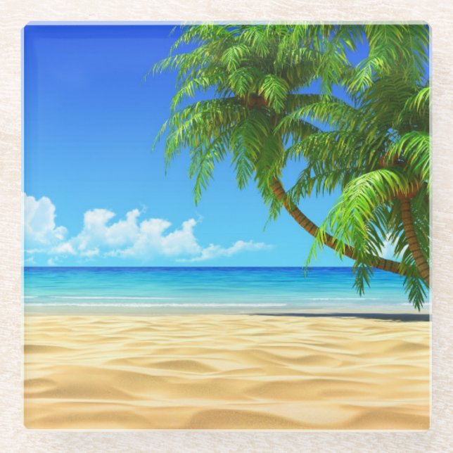 Untersetzer-Tropical Beach Glasuntersetzer (Vorderseite)