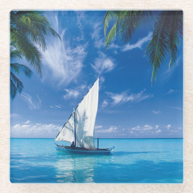 Untersetzer-Tropical Water Scene Glasuntersetzer (Vorderseite)