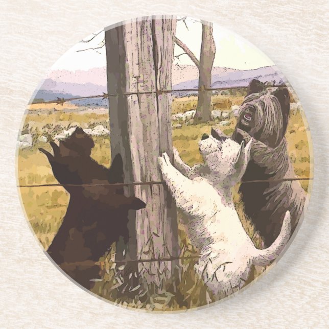 Untersetzer Vintag Painted Terriers (Vorne)