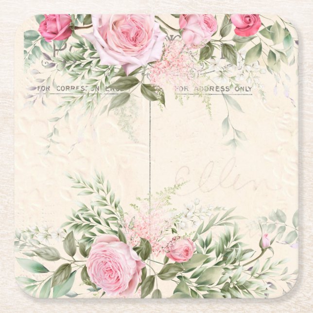 Untersetzer Vintag rosa Rosa (Vorderseite)