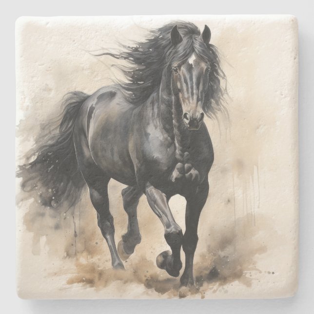Untersetzer von Black Stallion Wasserfarbensteine (Vorderseite)