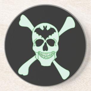 Untersetzer von grünen Schädeln und Knochen