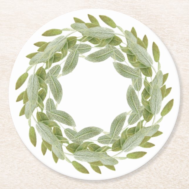 UNTERSETZER von SAGE WREATH Round Paper (Vorderseite)