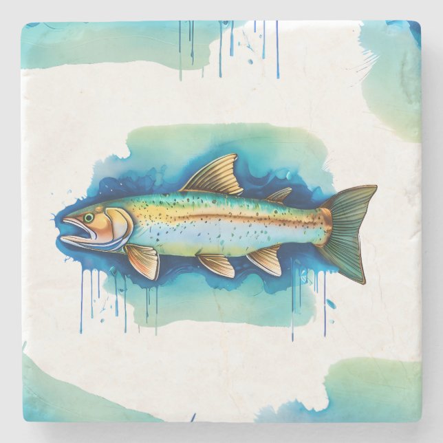 Untersetzer - Wasserfarbenserie: Forellen/Lachs (Vorderseite)
