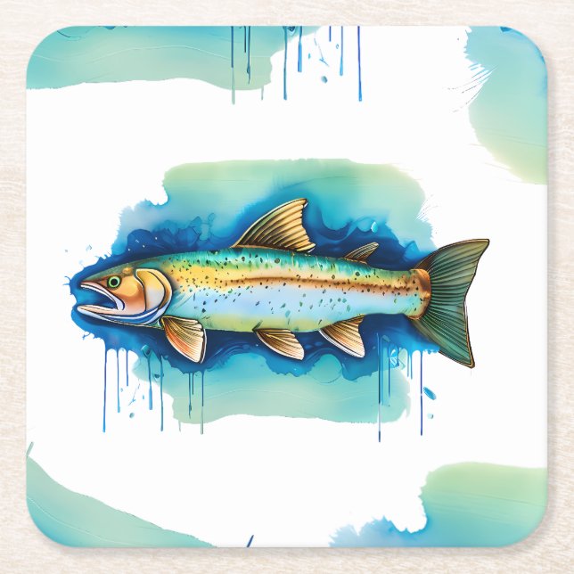 Untersetzer - Wasserfarbenserie: Forellen/Lachs (Vorderseite)