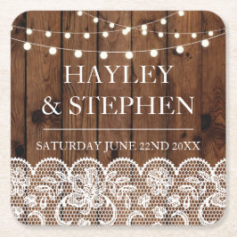 Untersetzer Wood Lights Rustikale Hochzeitsfeier