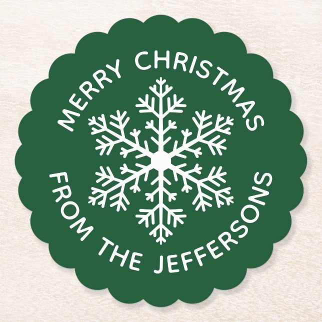 Untersetzer zum grünen Schneeflockenpapier (Vorderseite)