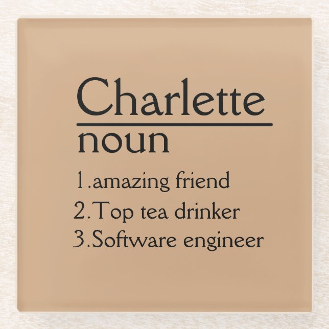 Untersetzer zur personalisierten Namensdefinition (Vorderseite)