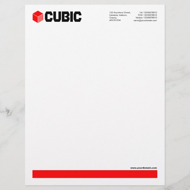 Unterstrichen (Cube-Logo) - Rot Briefbogen (Vorderseite)