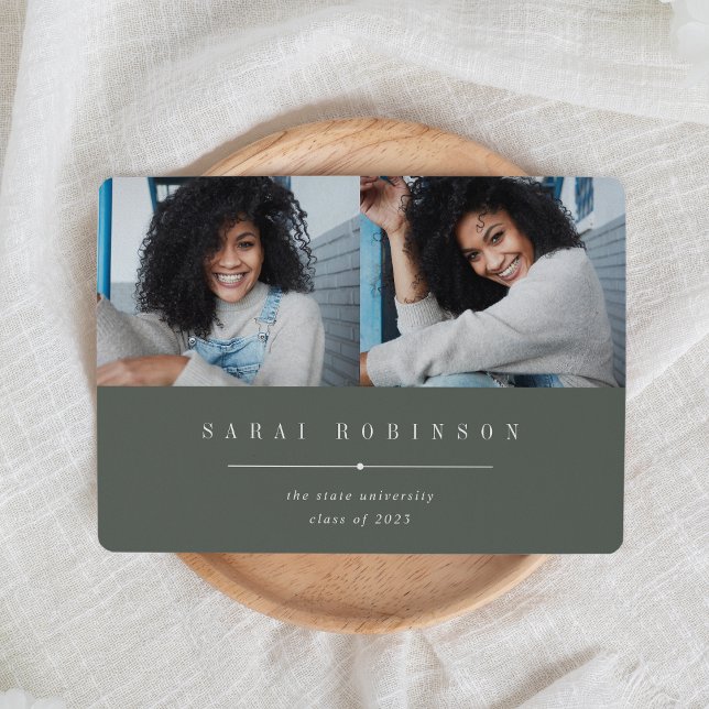 Unterstrichen | Einfache Zwei-Foto-Abschluss Ankündigung (Von Creator hochgeladen)