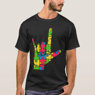 Unterstütze Autismus Liebe Gebärdensprache T-Shirt