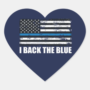 Unterstütze das Blau Dünne blaue Linie USA-Flagge Herz-Aufkleber