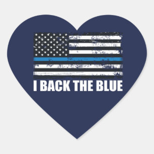 Unterstütze das Blau Dünne blaue Linie USA-Flagge Herz-Aufkleber