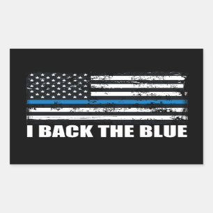 Unterstütze das dünne blaue Band USA-Flagge MAGA W Rechteckiger Aufkleber
