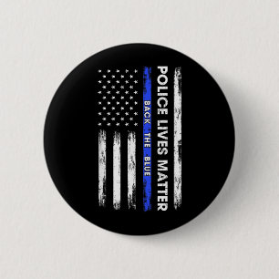 Unterstütze das dünne blaue Band USA-Flagge Polize Button