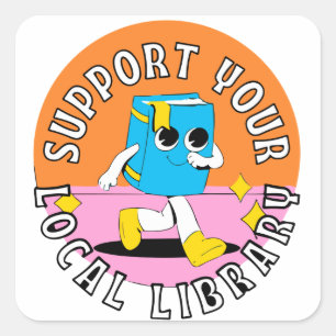 unterstütze deine lokale Bibliothek Quadrat für Ki Quadratischer Aufkleber