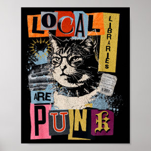 Unterstütze deine örtliche Bibliothek lustige Katz Poster