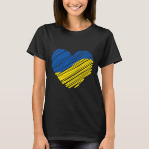Unterstütze die Ukraine Herz Ukrainische Flagge T-Shirt