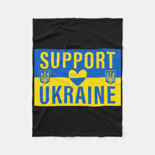 Unterstütze die ukrainische Flagge mit Herz Fleecedecke