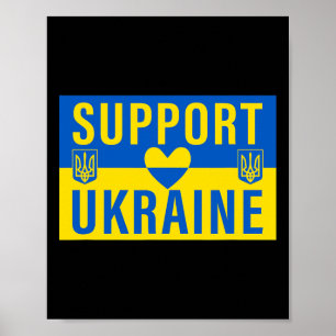 Unterstütze die ukrainische Flagge mit Herz Poster
