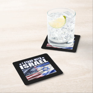 Unterstütze Israel Ich stehe hinter Israel  Rechteckiger Pappuntersetzer