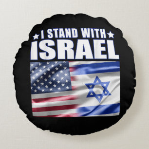 Unterstütze Israel Ich stehe hinter Israel  Rundes Kissen