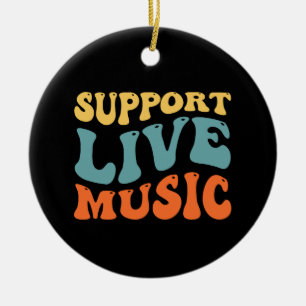 Unterstütze Live-Musik - Retro-Typografie-Band Mer Keramik Ornament