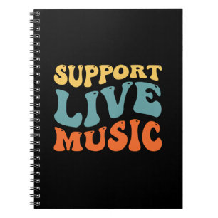Unterstütze Live-Musik - Retro-Typografie-Band Mer Notizblock