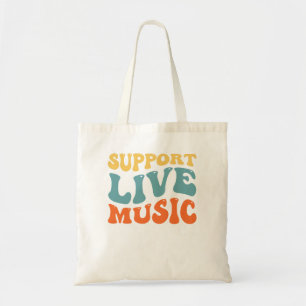 Unterstütze Live-Musik - Retro-Typografie-Band Mer Tragetasche