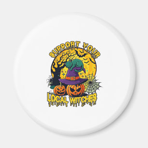 Unterstütze lokale Hexen Halloween Katze Hexenhut Magnet