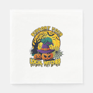 Unterstütze lokale Hexen Halloween Katze Hexenhut Serviette