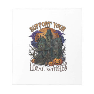 Unterstütze lokale Hexen Halloween Spukhaus Pumpe Notizblock