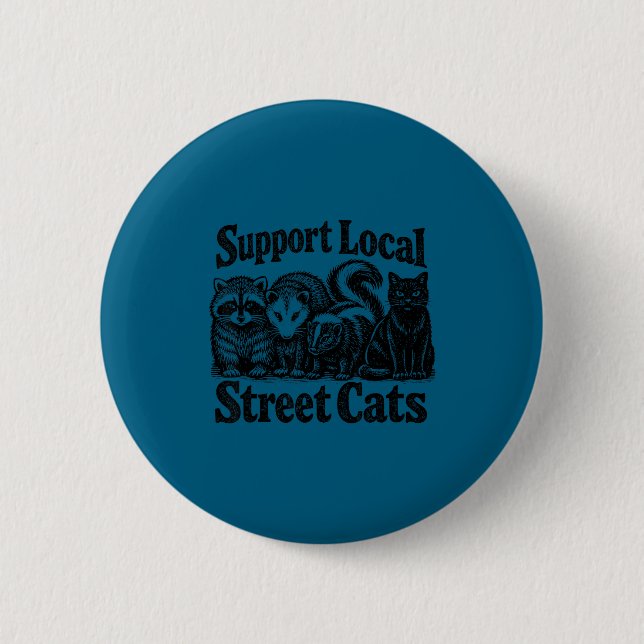 Unterstütze lokale Straßenkatzen Team Müllbeutel O Button (Vorderseite)