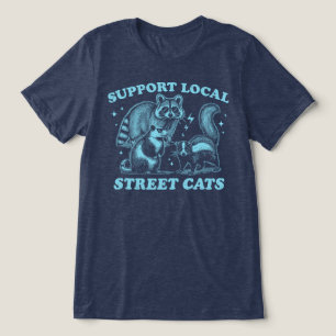 Unterstütze lokale Straßenkatzen Waschbär Opossum Tri-Blend Shirt