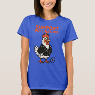 Unterstütze Polinatoren Cooler Hahn in Ledermantel T-Shirt