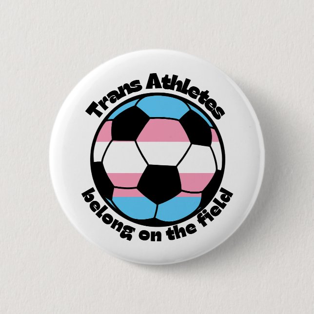Unterstütze trans Athleten Fußball Button (Vorderseite)