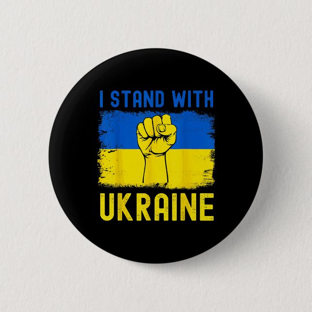Unterstütze Ukraine-Flagge Ich stehe mit Ukraine  Button (Vorderseite)