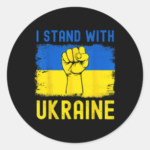 Unterstütze Ukraine-Flagge Ich stehe mit Ukraine Runder Aufkleber